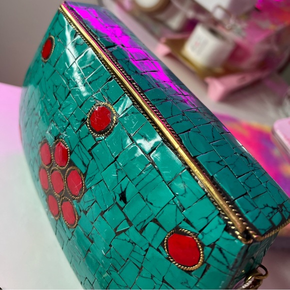 ANTIK KRAFT Metal Clay Clutch Shoulder Crossbody Bag 😍 ~NWT - Picture 6 of 13